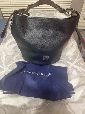 Dooney & Bourke Black Pebble Leather Hobo with Gold Logo